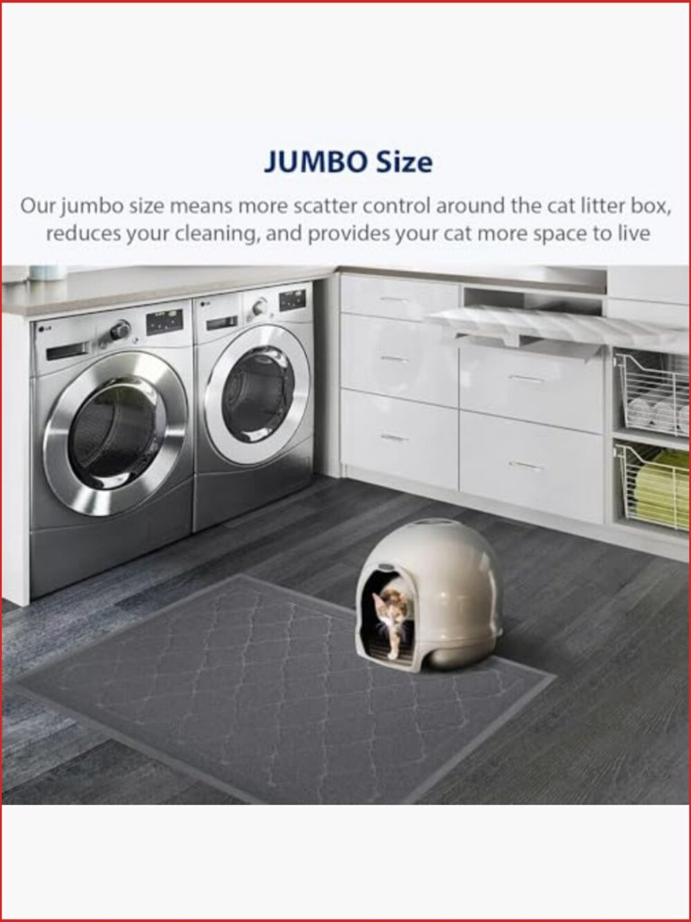 Cat Litter Box Mat, Premium PVC Pad, Durable Trapping Rug, Phthalate Free, XXL - Picture 7 of 7